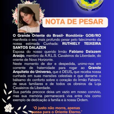 LUTO NA FAMÍLIA MAÇÔNICA: PARTIDA DA CUNHADA...