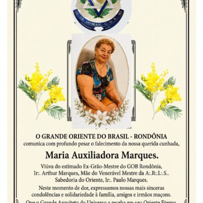 LUTO NA MAÇONARIA DE RONDÔNIA: GRÃO-MESTRE...
