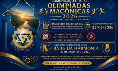 GOB-RO PRORROGA INSCRIÇÕES PARA AS OLIMPÍADAS MAÇÔNICAS 2026 E REFORÇA CONVITE À INTEGRAÇÃO DA FAMÍLIA MAÇÔNICA